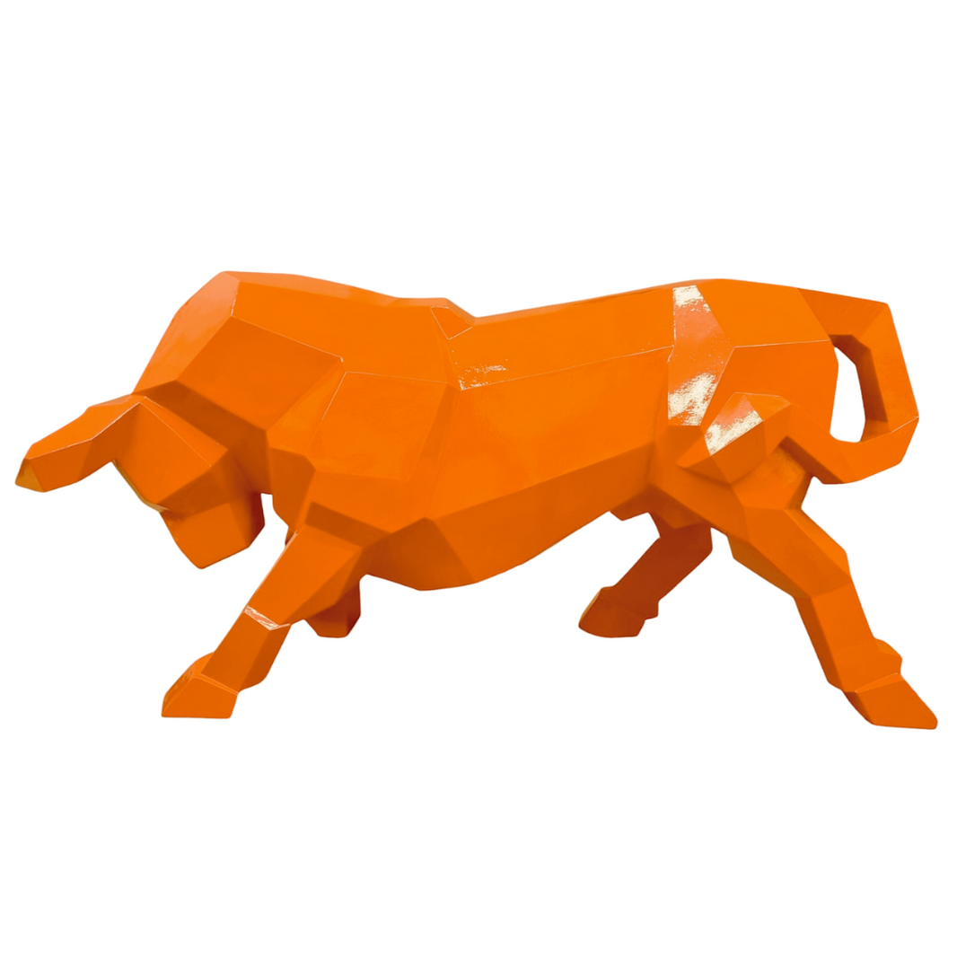Sculpture Taureau Résine Origami 100 cm Orange – Swiss Sculpture