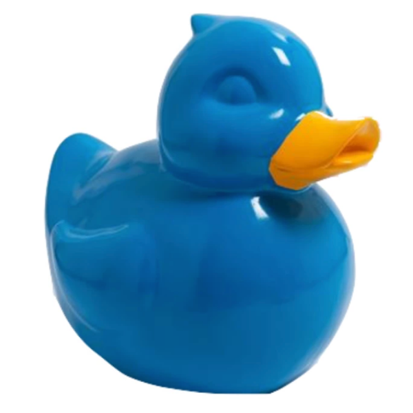Sculpture Canard en Résine 65 cm Bleu Bec Jaune – Swiss Sculpture