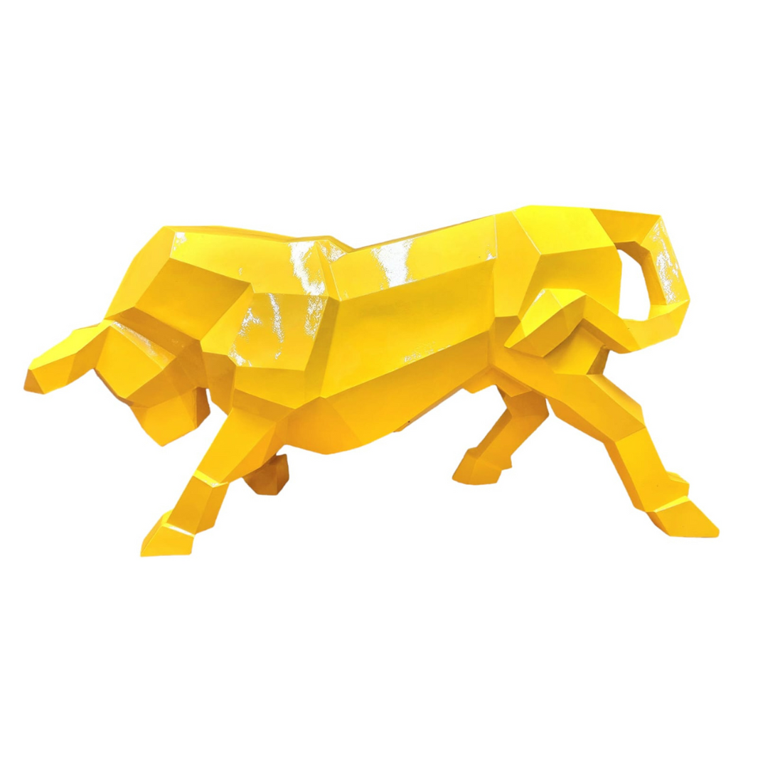 Sculpture Taureau Résine Origami 100 cm Jaune – Swiss Sculpture