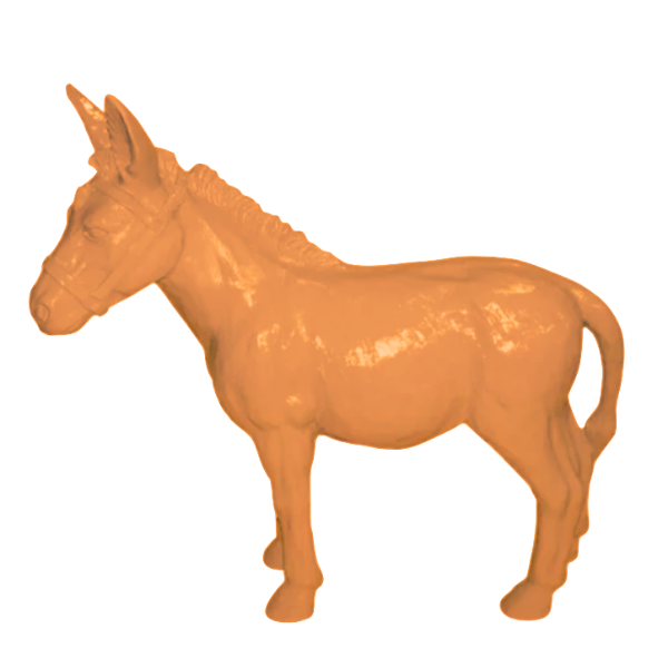 Sculpture Âne Grande 95 cm en Résine Orange Brillant – Swiss Sculpture - Swiss-sculpture.ch
