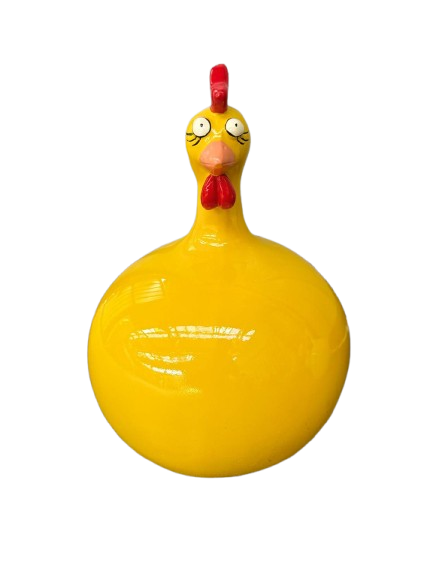 Sculpture Poule Jaune 60 cm en Résine – Swiss Sculpture