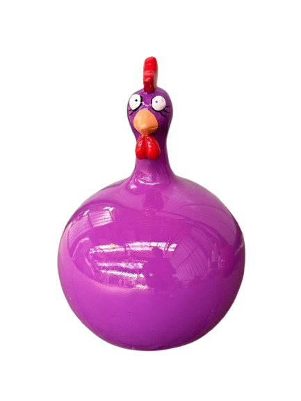 Sculpture Poule Violet 60 cm Résine – Swiss Sculpture