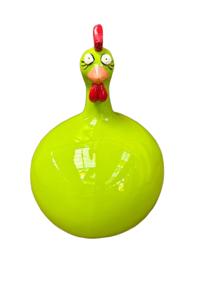 Sculpture Poule Verte 60 cm en Résine – Swiss Sculpture
