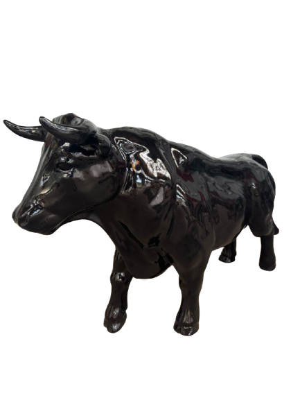 Sculpture Taureau XXL en Résine 100 cm Noir – Swiss Sculpture
