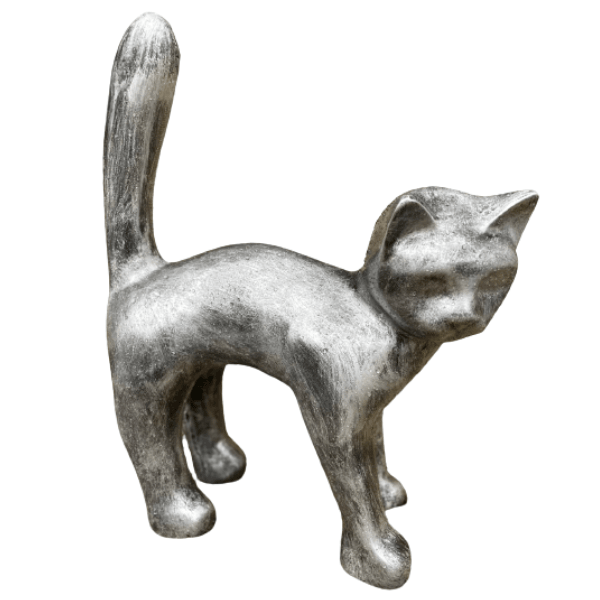 Sculpture Chat XXL en Résine 105 cm Argent – Swiss Sculpture - Swiss-sculpture.ch