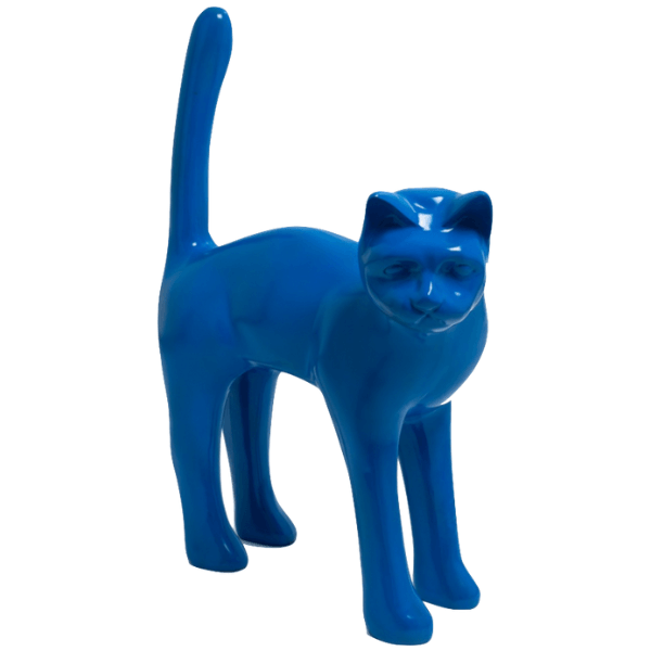 Sculpture Chat XXL en Résine 105 cm Bleu Nuit – Swiss Sculpture - Swiss-sculpture.ch