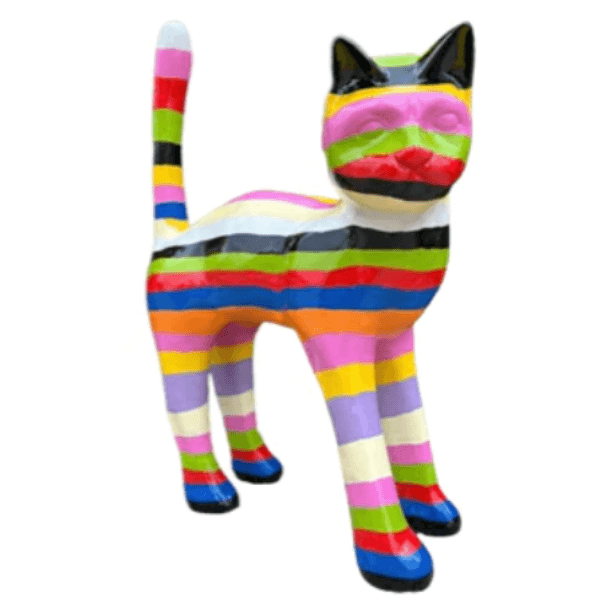 Sculpture Chat XXL en Résine 105 cm Multicolore – Swiss Sculpture - Swiss-sculpture.ch