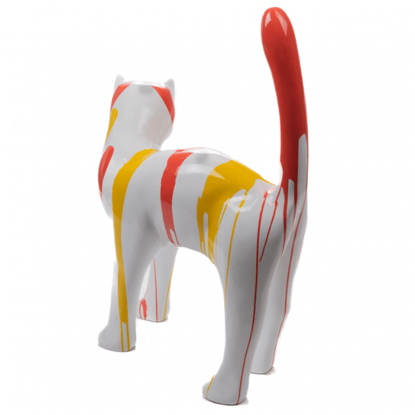 Sculpture Chat XXL en Résine 105 cm Jaune Orange – Swiss Sculpture - Swiss-sculpture.ch