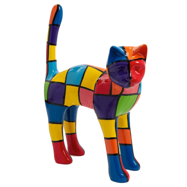 Sculpture Chat XXL en Résine 105 cm Noir et Or – Swiss Sculpture - Swiss-sculpture.ch