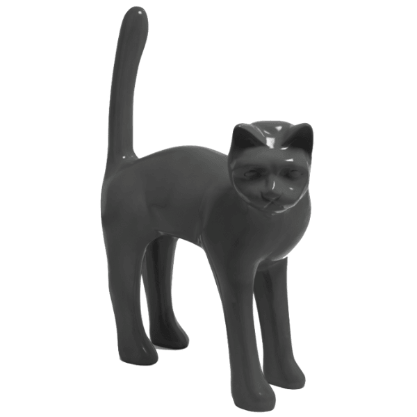 Sculpture Chat XXL en Résine 105 cm Gris Mat – Swiss Sculpture - Swiss-sculpture.ch