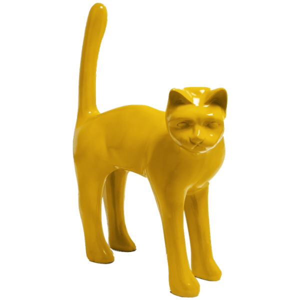 Sculpture Chat XXL en Résine 105 cm Jaune – Swiss Sculpture - Swiss-sculpture.ch