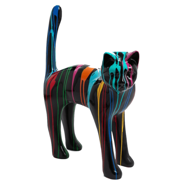 Sculpture Chat XXL en Résine 105 cm Multicolore – Swiss Sculpture - Swiss-sculpture.ch