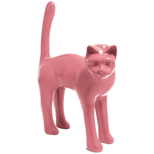 Sculpture Chat XXL en Résine 105 cm Rose Clair – Swiss Sculpture - Swiss-sculpture.ch