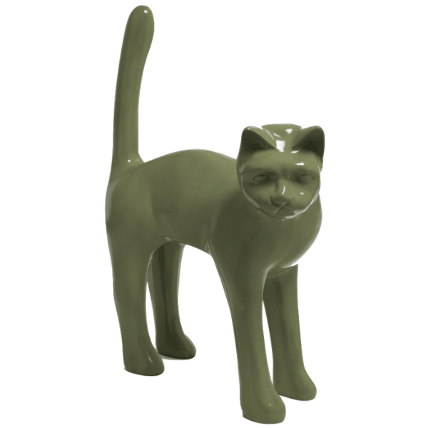 Sculpture Chat XXL en Résine 105 cm Vert Kaki – Swiss Sculpture - Swiss-sculpture.ch