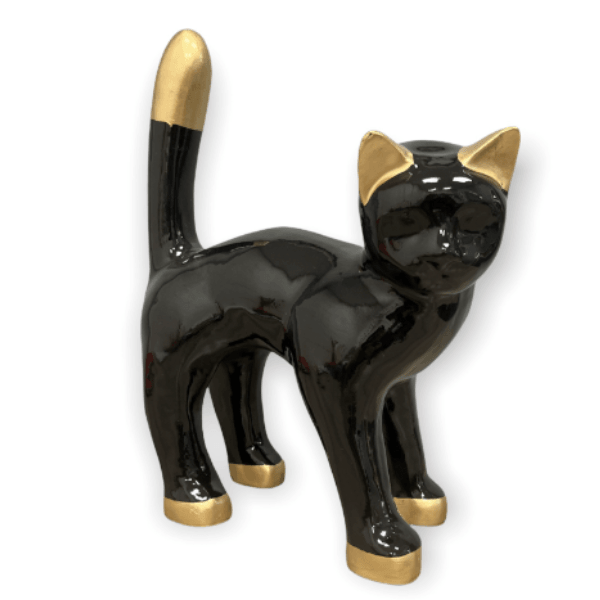 Sculpture Chat en Résine 35 cm Noir et Doré – Swiss Sculpture - Swiss-sculpture.ch