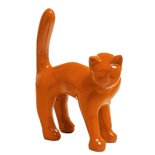 Sculpture Chat en Résine 60 cm Orange Brillant – Swiss Sculpture - Swiss-sculpture.ch