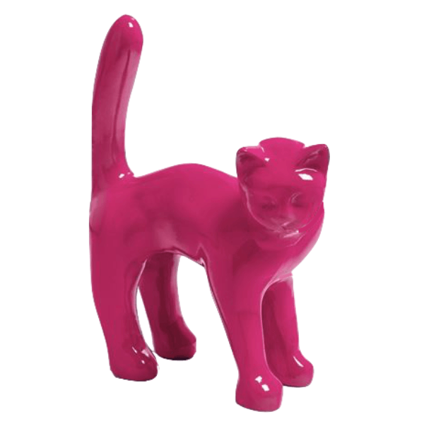 Sculpture Chat en Résine 35 cm Rose Fuchsia – Swiss Sculpture - Swiss-sculpture.ch