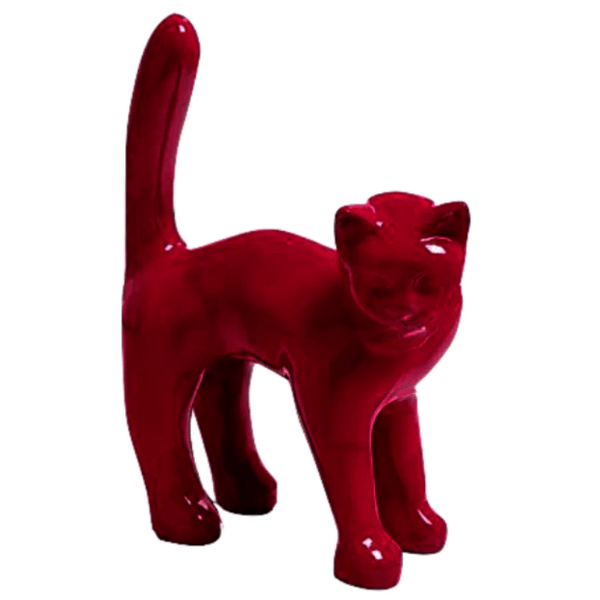 Sculpture Chat en Résine 35 cm Rouge Brillant – Swiss Sculpture - Swiss-sculpture.ch
