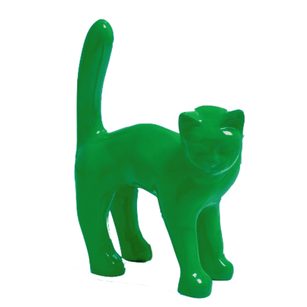 Sculpture Chat en Résine 60 cm Vert Brillant – Swiss Sculpture - Swiss-sculpture.ch