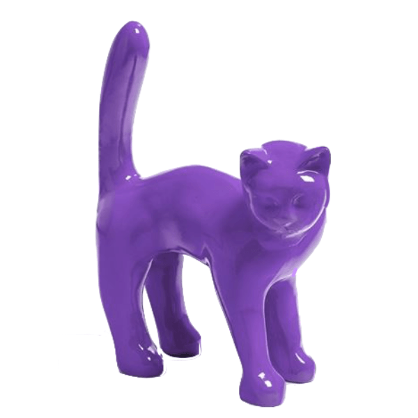Sculpture Chat en Résine 35 cm Violet – Swiss Sculpture - Swiss-sculpture.ch