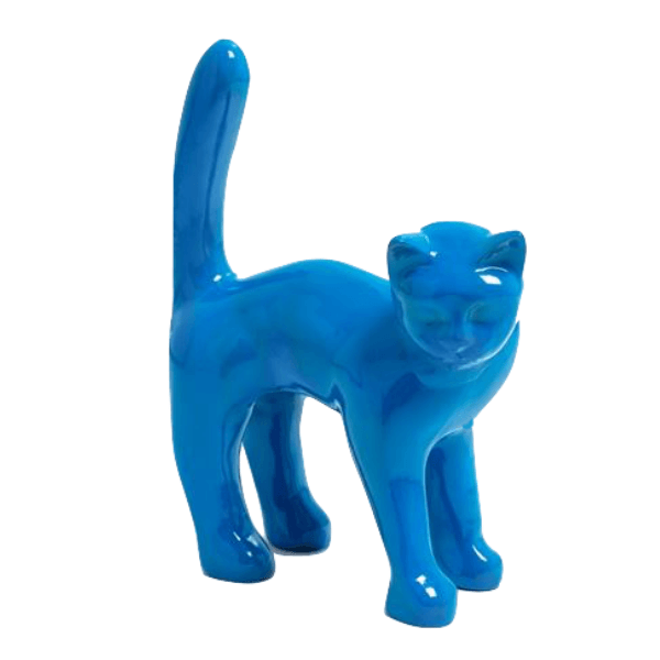 Sculpture Chat Résine 45 cm Bleu – Swiss Sculpture - Swiss-sculpture.ch