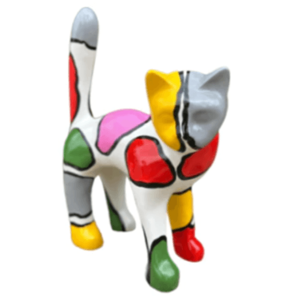 Sculpture Chat en Résine 45 cm Multicolore – Swiss Sculpture - Swiss-sculpture.ch