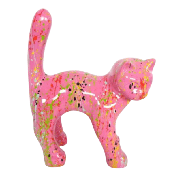 Sculpture Chat Résine 45 cm Rose Graffiti – Swiss Sculpture - Swiss-sculpture.ch