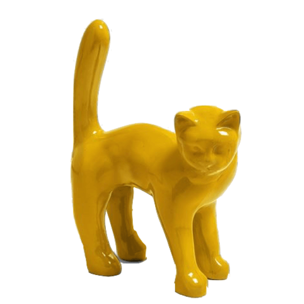 Sculpture Chat en Résine 45 cm Jaune – Swiss Sculpture - Swiss-sculpture.ch