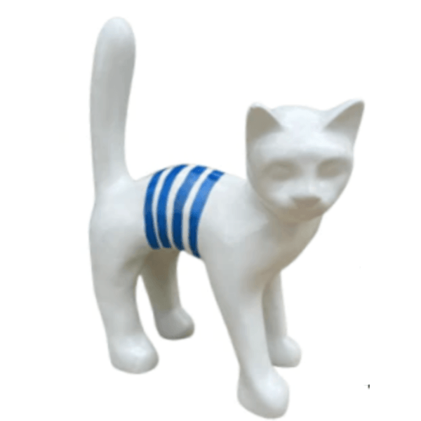 Sculpture Chat 45 cm en Résine Bleu Marin – Swiss Sculpture - Swiss-sculpture.ch