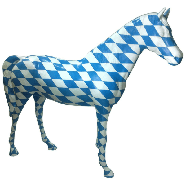 Sculpture Cheval XXL en Résine 210 cm Damier Brillant – Swiss Sculpture - Swiss-sculpture.ch