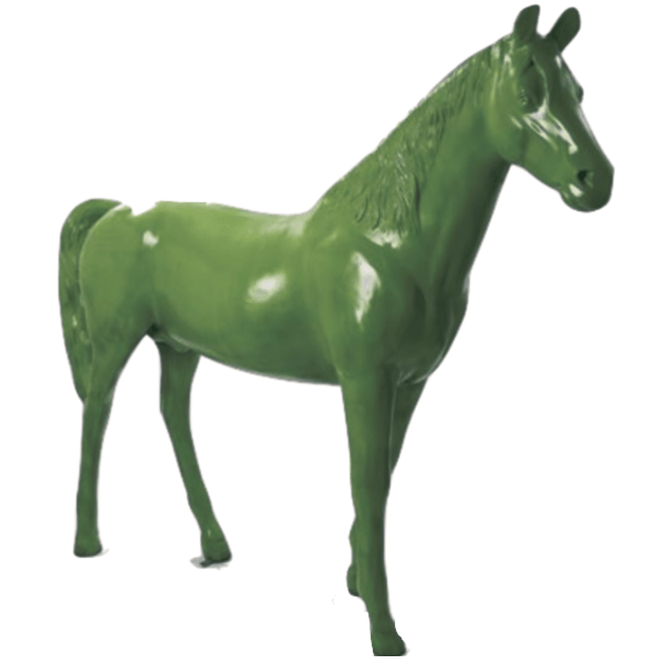 Sculpture Cheval XXL en Résine 210 cm Vert Kaki – Swiss Sculpture - Swiss-sculpture.ch