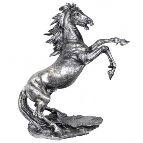 Sculpture Cheval 90 cm en Résine Argenté – Swiss Sculpture - Swiss-sculpture.ch