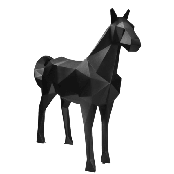 Sculpture Cheval XXL en Résine 210 cm Noir Mat – Swiss Sculpture - Swiss-sculpture.ch