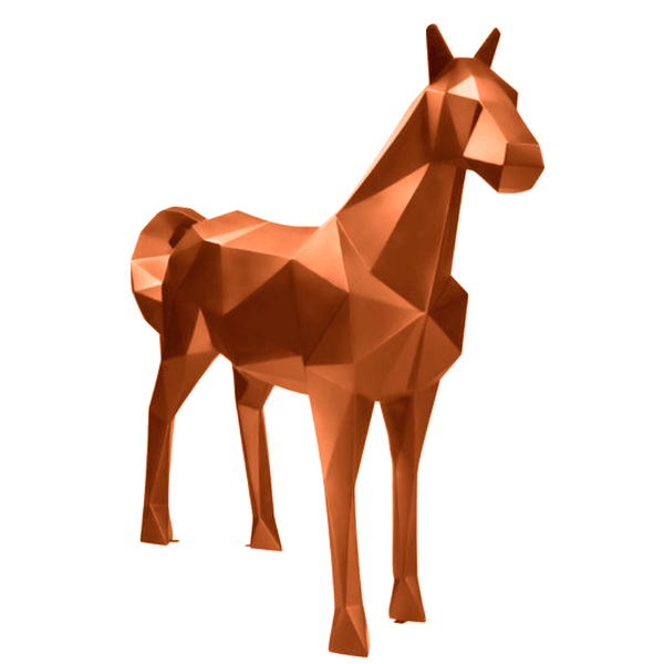 Sculpture Cheval XXL en Résine 210 cm Orange Brillant – Swiss Sculpture - Swiss-sculpture.ch
