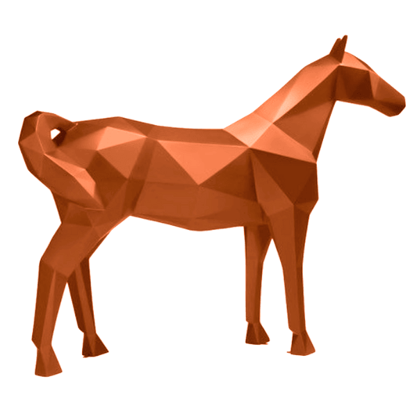 Sculpture Cheval XXL en Résine 210 cm Orange Brillant – Swiss Sculpture - Swiss-sculpture.ch