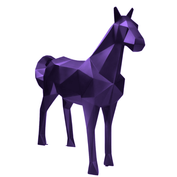 Sculpture Cheval XXL en Résine 210 cm Violet Mat – Swiss Sculpture - Swiss-sculpture.ch
