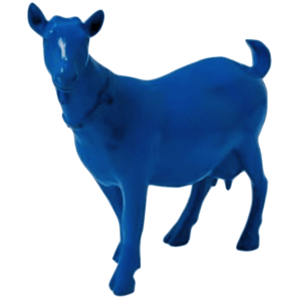 Sculpture Chèvre en Résine 60 cm Bleu Nuit Brillant – Swiss Sculpture - Swiss-sculpture.ch