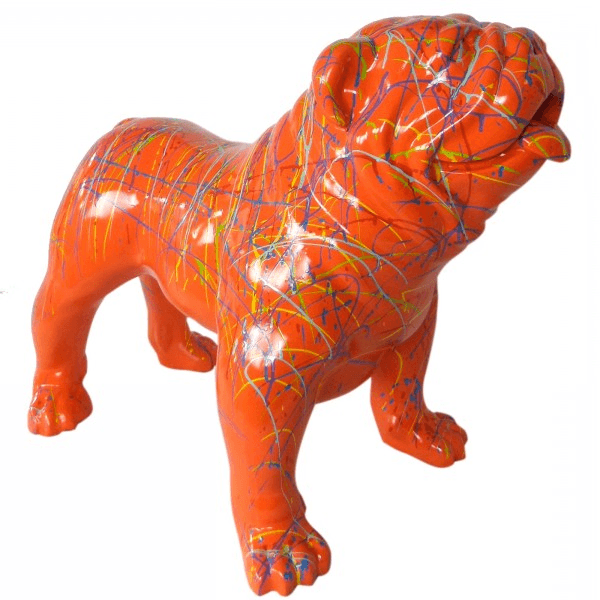 Sculpture Bouledogue Anglais 30 cm Résine Orange Graffiti – Swiss Sculpture - Swiss-sculpture.ch