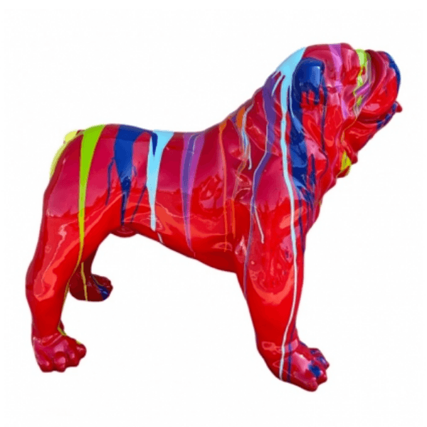 Sculpture Bouledogue Anglais 30 cm en Résine Multicolore Rouge – Swiss Sculpture - Swiss-sculpture.ch