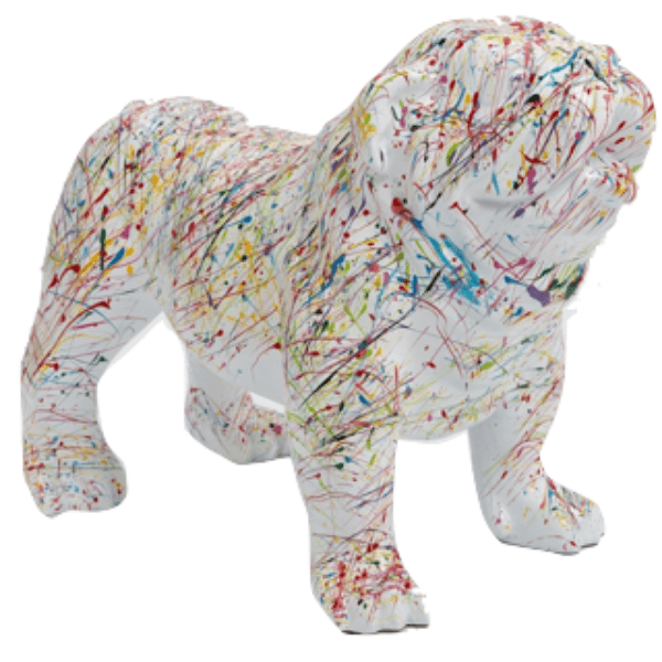 Sculpture Bouledogue Anglais 60 cm Résine Blanc Graffiti – Swiss Sculpture - Swiss-sculpture.ch