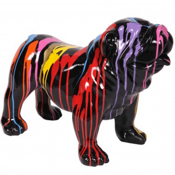 Sculpture Bouledogue Anglais 60 cm en Résine Multicolore – Swiss Sculpture - Swiss-sculpture.ch