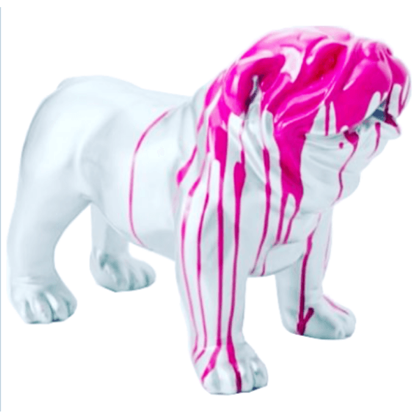 Sculpture Bouledogue Anglais en Résine 90 cm Rose Vif – Swiss Sculpture - Swiss-sculpture.ch