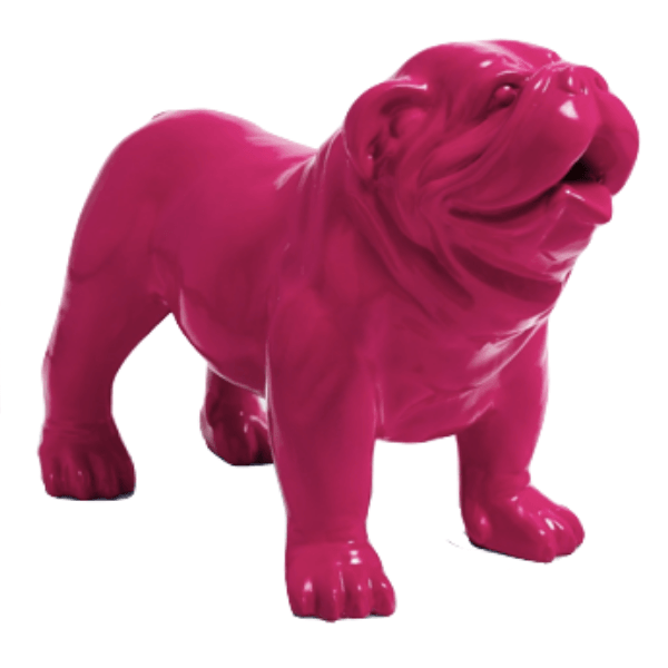 Sculpture Bouledogue Anglais en Résine 90 cm Rose Fuchsia – Swiss Sculpture - Swiss-sculpture.ch