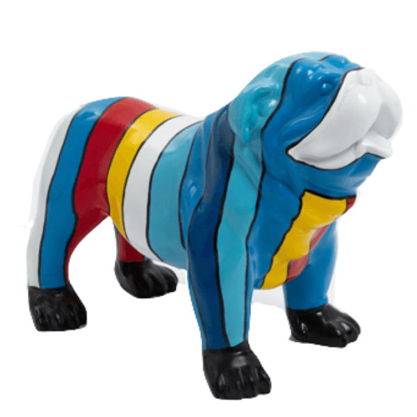 Sculpture Bouledogue Anglais en Résine 90 cm Multicolore – Swiss Sculpture - Swiss-sculpture.ch