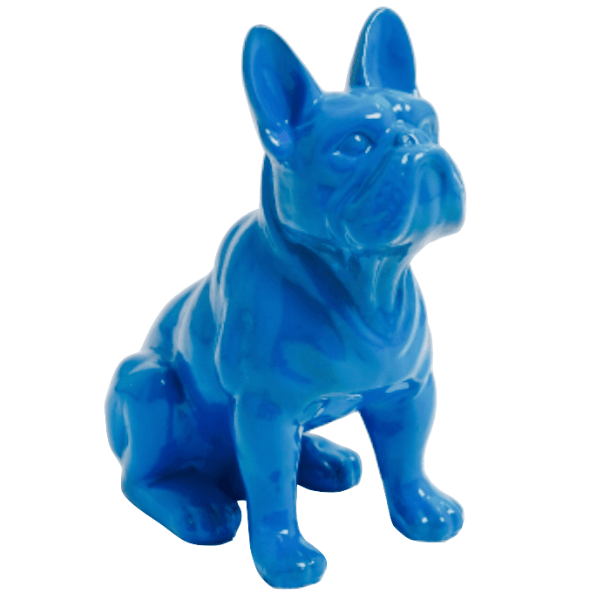 Sculpture Bouledogue Français 30 cm Résine Bleu Ciel – Swiss Sculpture - Swiss-sculpture.ch