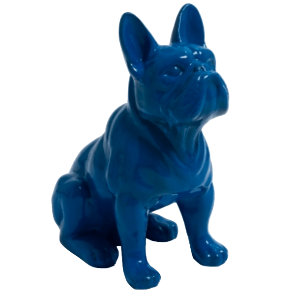 Sculpture Bouledogue Français 30 cm Résine Bleu Nuit – Swiss Sculpture - Swiss-sculpture.ch