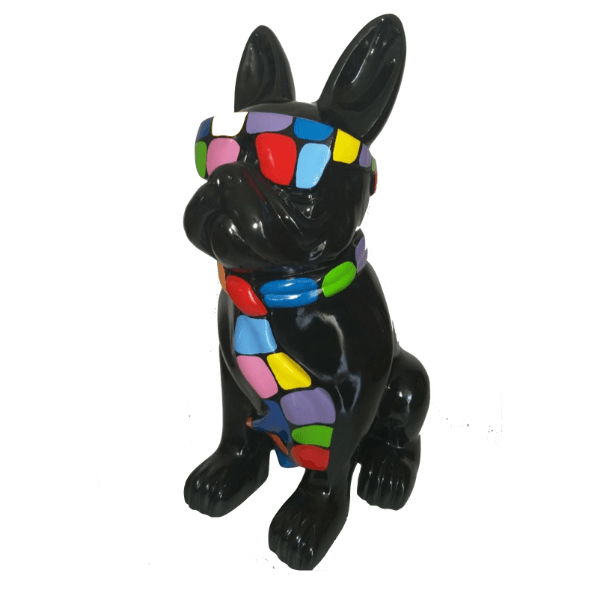 Sculpture Bouledogue Français 35 cm Résine Noir et Or – Swiss Sculpture - Swiss-sculpture.ch