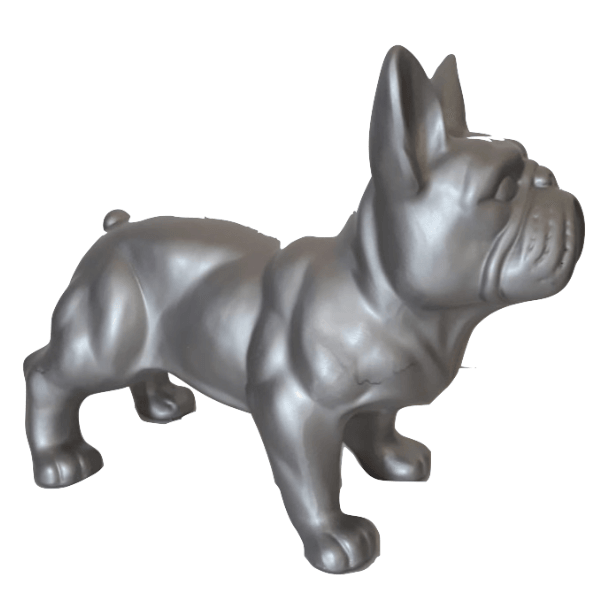 Sculpture Bouledogue Français 45 cm Résine Argenté – Swiss Sculpture - Swiss-sculpture.ch