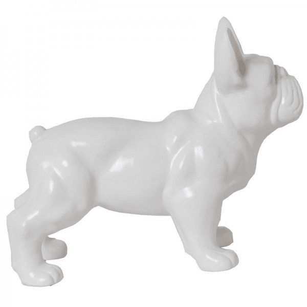 Sculpture Bouledogue Français 45 cm Résine Blanche Mate – Swiss Sculpture - Swiss-sculpture.ch