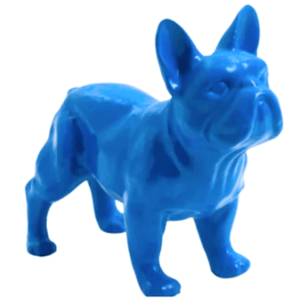 Sculpture Bouledogue Français 45 cm en Résine Bleu Ciel – Swiss Sculpture - Swiss-sculpture.ch